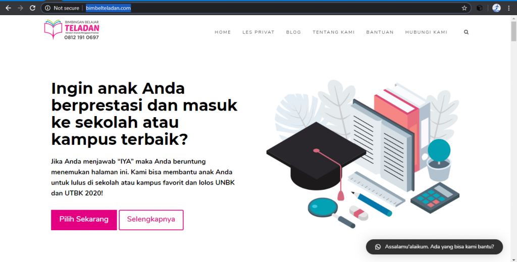 website bimbelteladan.com versi dekstop